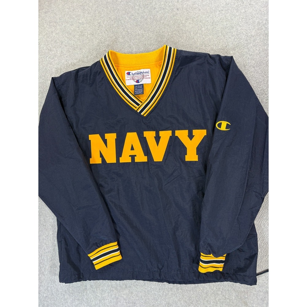 Navy Midshipmen Champion Stitched Y2K Campus Pullover (Men's Large) Blue